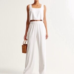 Abercrombie & Fitch Linen-Blend Pull-On Wide Leg Pants | XS